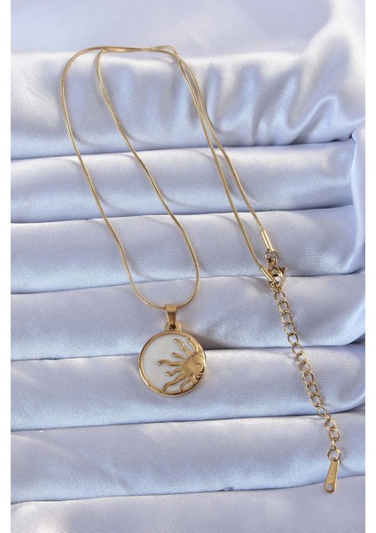 316L Altın Renk Mineli Parlayan Güneş Kolye fiyatları