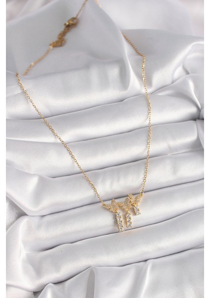 316L Çelik Gold Renk Zincir Zirkon Taşlı Kelebek Model Sallantı Detay Kadın Kolye fiyatları