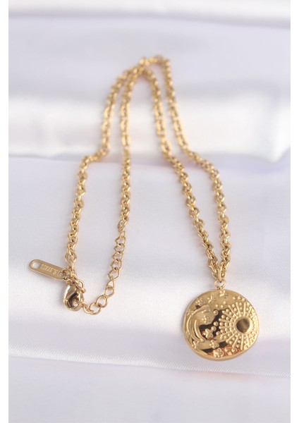 316L Çelik Zincir Altın Renk Oval Desenli Kolye fiyatları