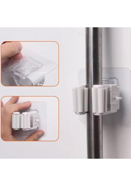 Pratik Yapışkanlı Duvar Mop Süpürge Paspas Temizlik Fırçası Tutucu Asma Askı Aparatı 2 Adet M-310 fırsatları