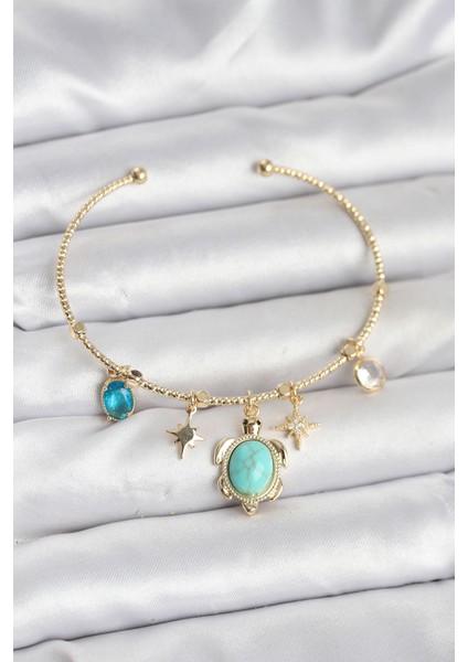Caretta Caretta Charmlı Gold Renk Kadın Bileklik