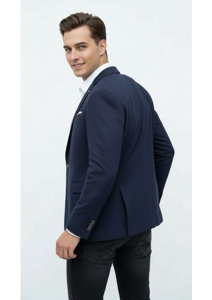Lacivert Erkek Slim Fit Tek Düğmeli Blazer Ceket – Şık Dokulu Kumaş, Astarli, Günlük ve Ofis Kombinlerine Uygu indirimleri