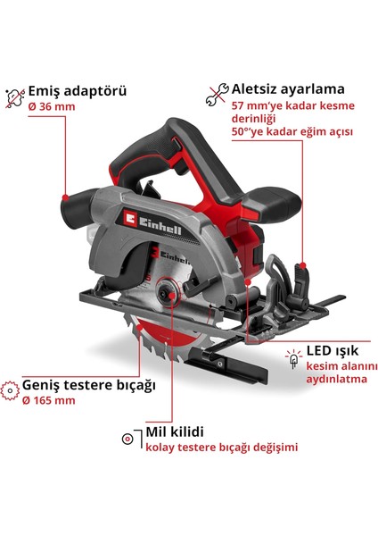 Akülü Daire Testere Te-Cs 18/165-2 Li - Solo Power X-Change (18 V, Ø 165 mm Testere Bıçağı, modelleri