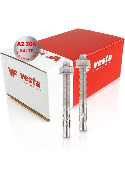 Vtc-A2 Klipsli Paslanmaz Dübel 12×110 | A2 Inox Ankraj | 50'li Paket