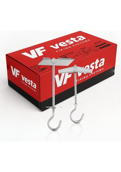 Htz-H Açık Kanca Vidalı Askı Dübeli M5 50'li Paket | Metal Alçıpan Askı Dübeli