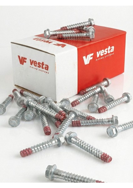 Vcs Beton Vidası 16X100 20'li Paket| Flanşlı Altıgen Başlı Yüksek Tutunma Beton Vida