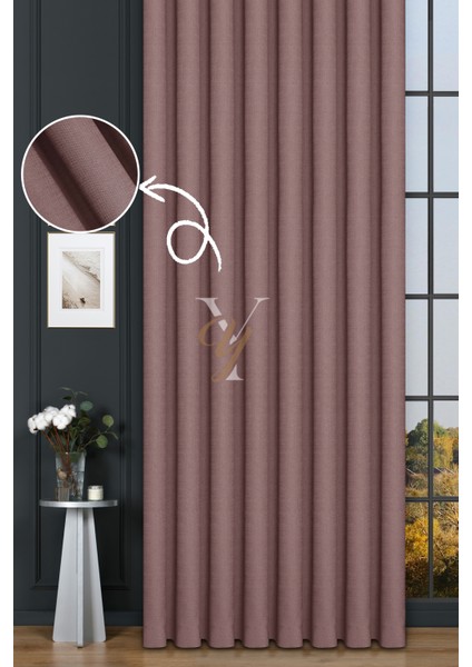 Keten Fon Perde V-4029 Pembe