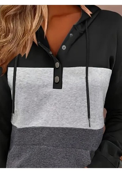 Kadın Uzun Kollu Kapşonlu Çok Renkli Iki Iplik Bluz fiyatları