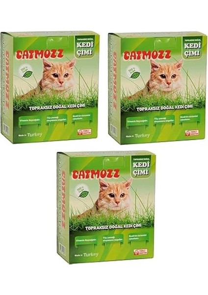 Catmozz Yavru ve Yetişkin Kediler Için Büyük Boy Organik Topraksız Kedi Çimi Seti 3 Adet fiyatları