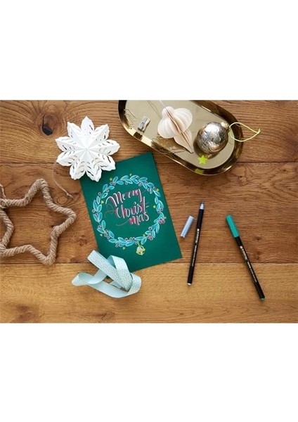 1340 Metalik Fırça Uçlu Keçeli Kalem, 6 Parlak Renkli Set, Esnek Fırça Ucu fırsatları