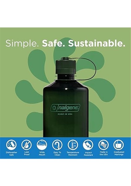 Sustain Tritan Bpa Içermeyen Su Şişesi,%50 Plastik Atık, 32 Oz, Dar Ağız, Yeşim Taşı