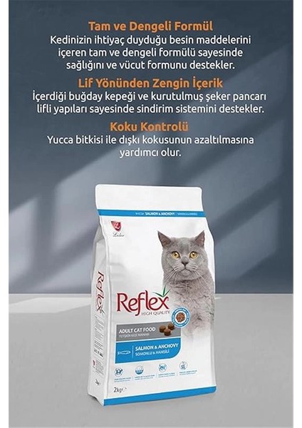 Somonlu ve Hamsili Yetişkin Kedi Maması 2 kg modelleri