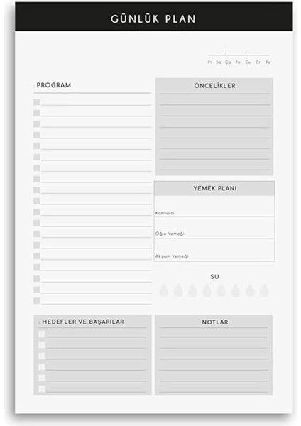 3'lü Masaüstü Planlayıcı Set Siyah Kenarlı (Günlük, Haftalık, Aylık Planlayıcı) modelleri