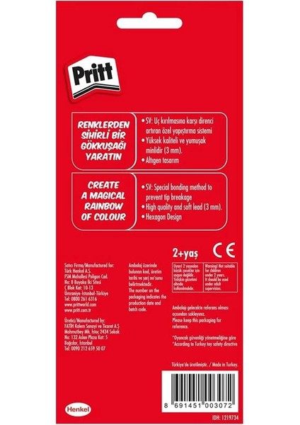 12'li Uzun Kuru Boya Kalemi, 12 Renk fiyatları