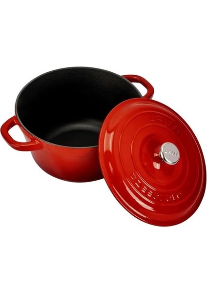 Döküm Yuvarlak Tencere Döküm Demir Kapak New Heritage Serisi Çap 22CM. Kırmızı fiyatları