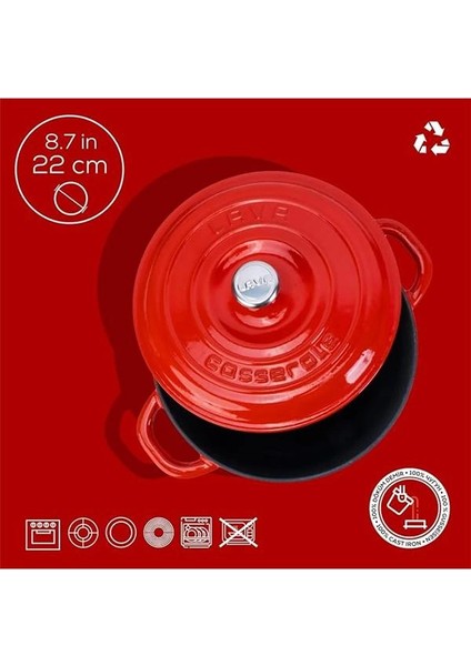 Döküm Yuvarlak Tencere Döküm Demir Kapak New Heritage Serisi Çap 22CM. Kırmızı fırsatları