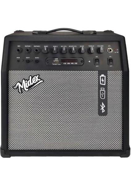 MGA-50USB-BT Elektro Gitar Amfisi 50 Watt USB Bluetooth Şarjlı 4 Girişli