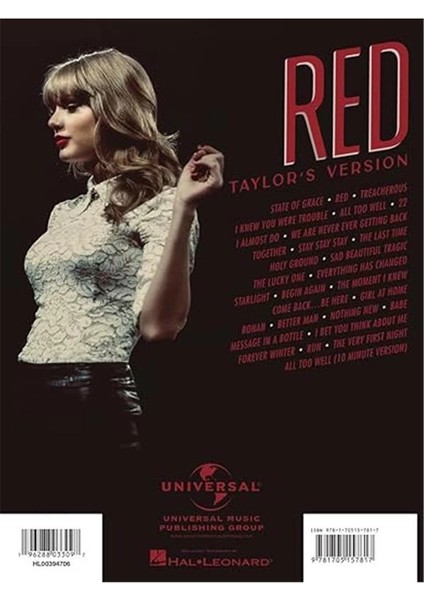 Taylor Swift - Red (Taylor's Version): Piano/vocal/guitar Songbook fiyatları