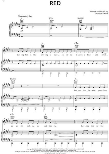 Taylor Swift - Red (Taylor's Version): Piano/vocal/guitar Songbook