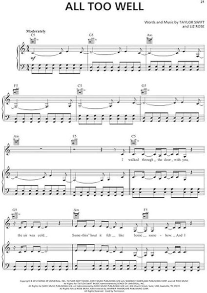 Taylor Swift - Red (Taylor's Version): Piano/vocal/guitar Songbook