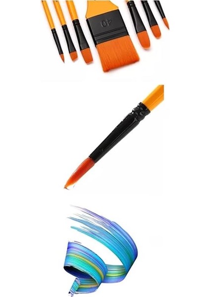 Turuncu Resim Seti Sanatçı Fırça Yağlı Akrilik Suluboya Fırça Set 7 Parça fırsatları