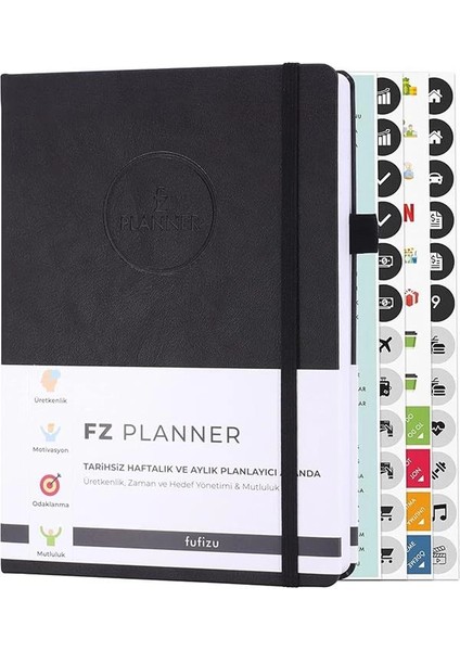 Fz Planner Tarihsiz Haftalık Planlayıcı Deri Ajanda, Siyah