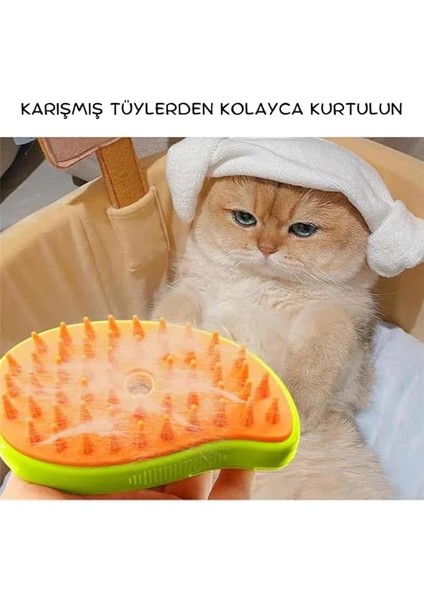 Dice&do Buharlı Kedi ve Köpek Tarağı, Yumuşak Silikon Başlıklı, Kedi Köpek Yıkama Fırçası
