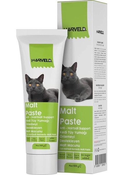 Malt Paste Hairball Kedi Tüy Yumak Sorun Önleyici Prebiotik Sindirim Sistemi Düzenleyici