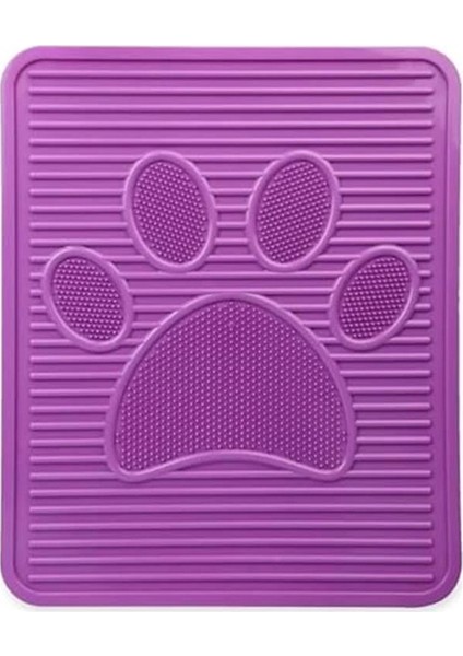 Plastik Kedi Tuvalet Paspası, Kedi Matı, Pati Desenli, 51.5 x 42.5 Cm, Kaymaz Taban