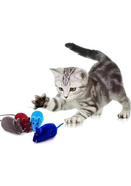4'lü Sesli Fare Kedi Oyuncağı Seti – Renkli ve Eğlenceli Kedi Av Oyuncakları, Düdüklü