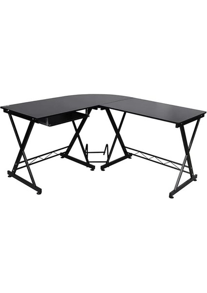 LCD402B Ev, Ofis Için Bilgisayar Masası, 150 x 138 x 75 Cm, Siyah