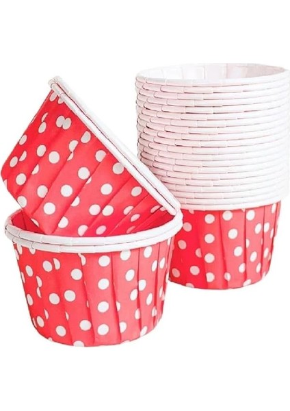 50'li Kırmızı Puantiyeli Muffin Kek Kalıbı, Kek Kapsülü Cupcake Kalıbı, Airfryer modelleri