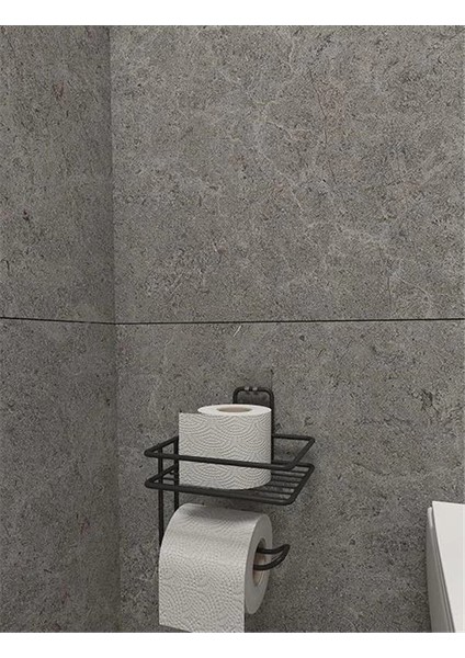 Yapışkanlı Tuvalet Kağıtlığı Tutacağı Askısı Mat Siyah Metal Tuvalet Kağıtlık Tuvalet