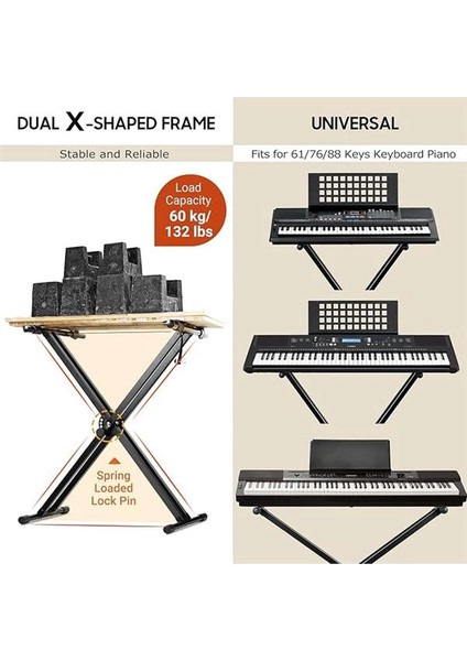 CY0245 Taşınabilir ve Ayarlanabilir Çift Sıralı Elektrikli Klavye Standı fırsatları