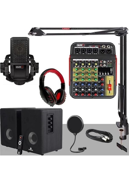 Impressive Paket-2 Stüdyo Ekipmanları Kayıt Seti (Monitör Mikrofon Mikser Kulaklık)