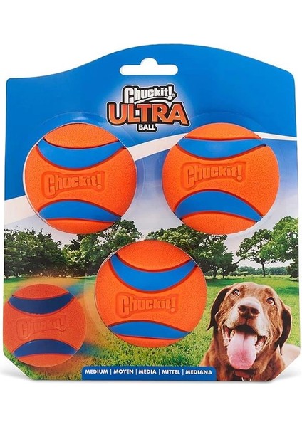 ! Ultra Ball Köpek Oyuncak Topu, 3 Adet (Medium) - Yüksek Sıçrama Gücü, Dayanıklı Kauçuk