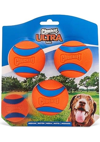 ! Ultra Ball Köpek Oyuncak Topu, 3 Adet (Medium) - Yüksek Sıçrama Gücü, Dayanıklı Kauçuk