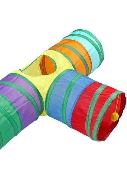 Kedi ve Köpek Oyun Tüneli Gökkuşağı Renkli Katlanır, Uzun Eğlenceli Evcil Hayvan Oyuncak Tüneli (T