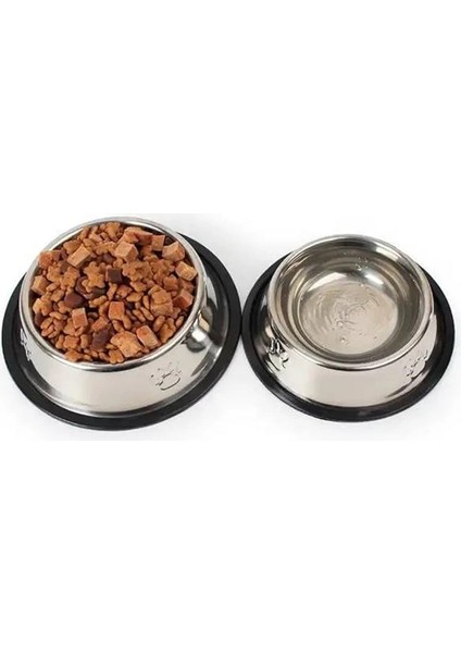 Paslanmaz Çelik Kedi ve Köpek Mama Kabı - Kaymaz Tabanlı, Dayanıklı Besleme Tası (22 Cm) fiyatları