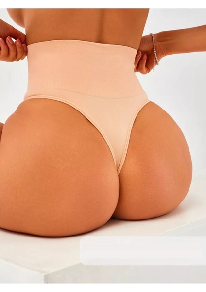 Yüksek Bel Göbek Toparlayan Örme Yumuşak Doku String Külot