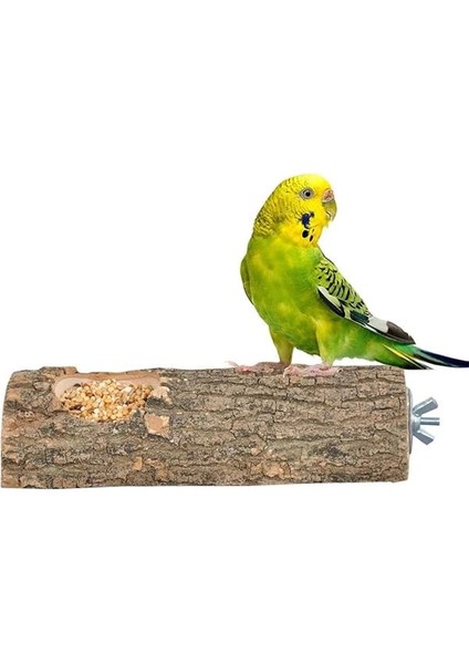 Doğal Ağaç Kuş Tüneği ve Yemlik Kütük Tünek Yemlikli Tünek Uzunluk 15 cm