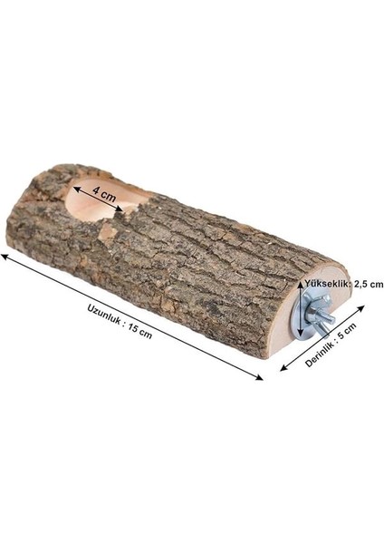 Doğal Ağaç Kuş Tüneği ve Yemlik Kütük Tünek Yemlikli Tünek Uzunluk 15 cm