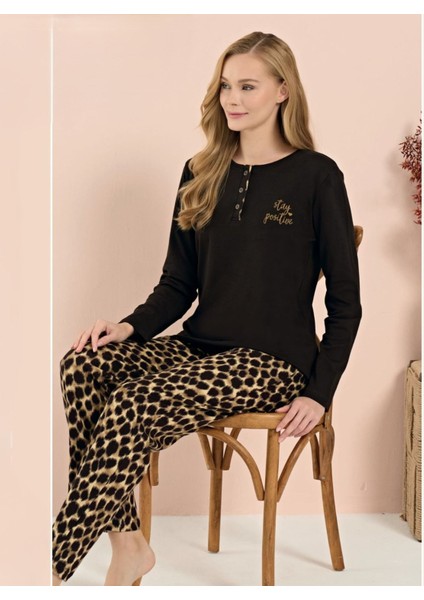 Bayan Interlok Uzun Kollu Pijama Takım 3215
