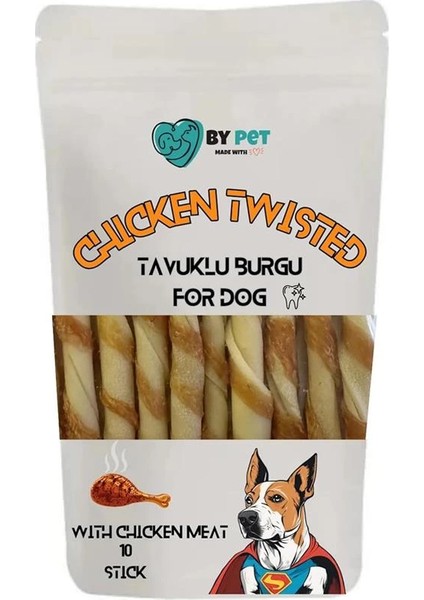 Tavuk Sargılı Burgu Köpek Ödül Maması, Köpek Ödül Kemiği, Chicken Twisted, 10 Sticks