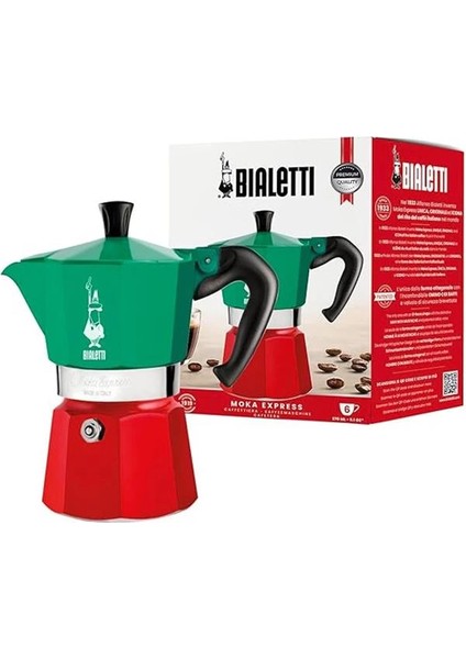 - Moka Express Italia: 6 Cups Ocak Üstü Espresso Pişirici - 270ML - Karma Renk - Alüminyum