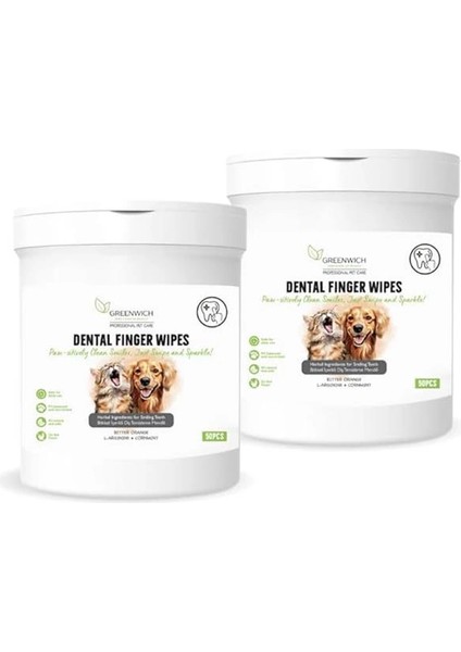 Greenwich Bitkisel Içerikli Kedi Köpek Diş Mendili 2 * 50 Adet | Tartar, Ağız Kokusu Giderici | Diş indirimleri