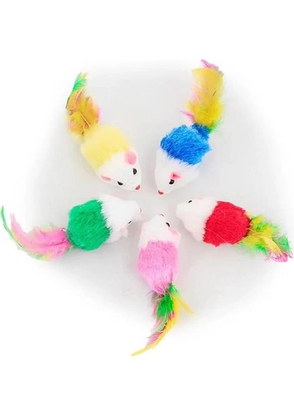 Renkli Tüylü Gerçekci Fare Kedi Oyuncağı 5 Adet fiyatları