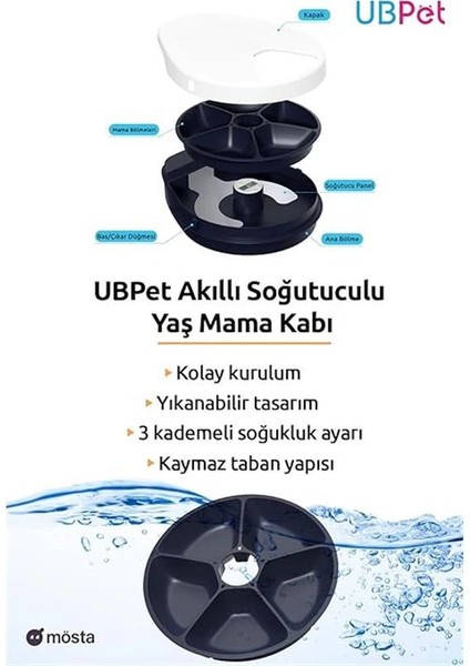Soğutuculu Otomatik Yaş Mama Kabı – Mini Buzdolaplı Sistem, 5 Öğünlük Besleme, Sessiz