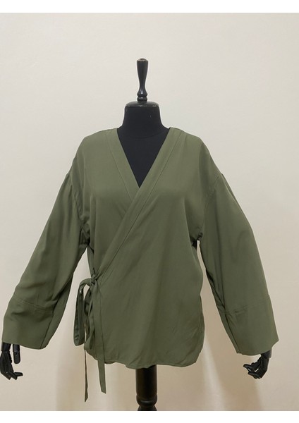 Kadın Kruvaze Viskon Kumaş Oversize Yandan Bağlamalı Kimono fiyatları