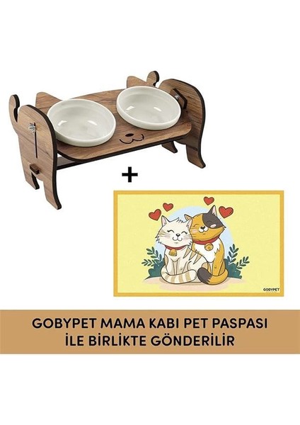 Ahşap Kedi Mama ve Su Kabı ile Kedi Köpek Paspası - Demonte Kedi Mama Su fiyatları